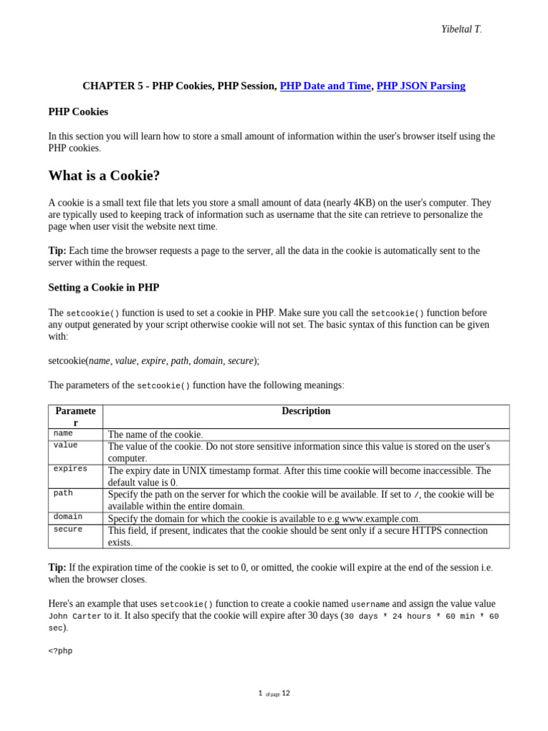 PHP Cookies: Setting, Accessing, and Deleting | PDF | Http Cookie | Php