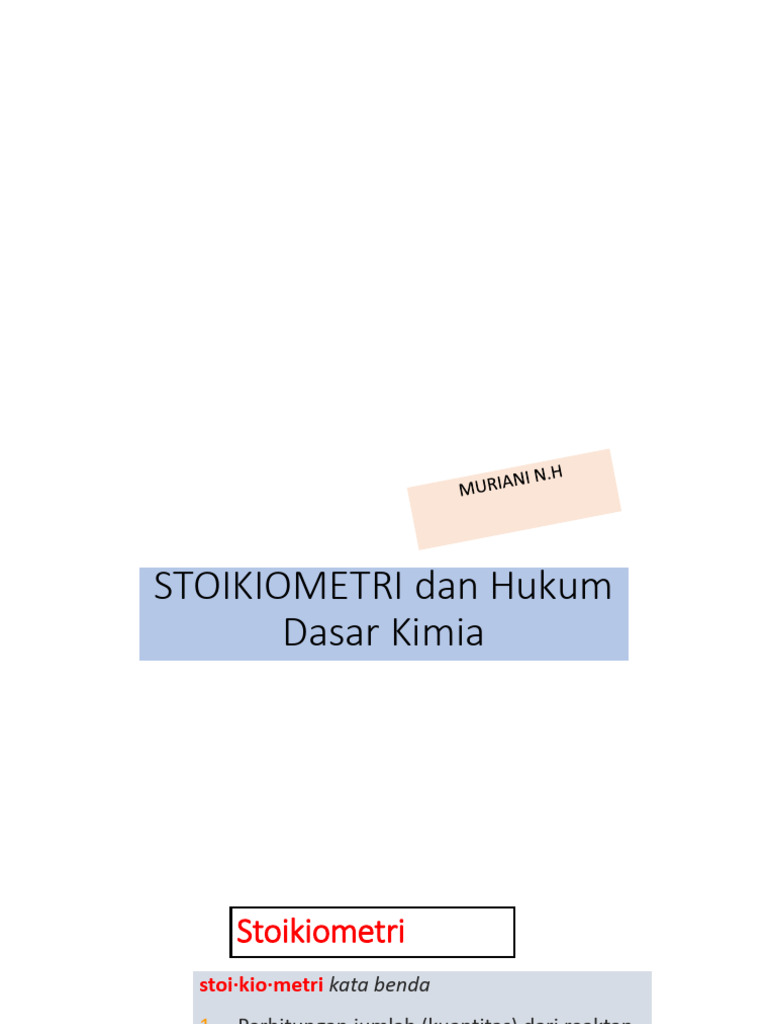 Stoikiometri dan Hukum Dasar Kimia | PDF