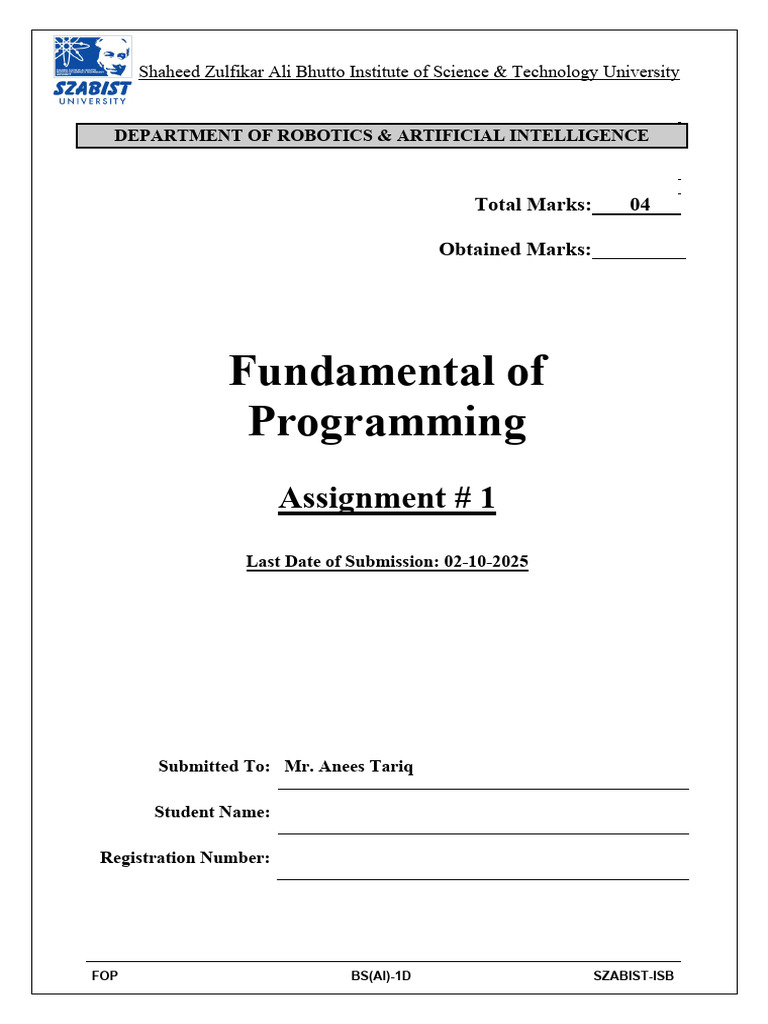 Assignment No. 1 | PDF