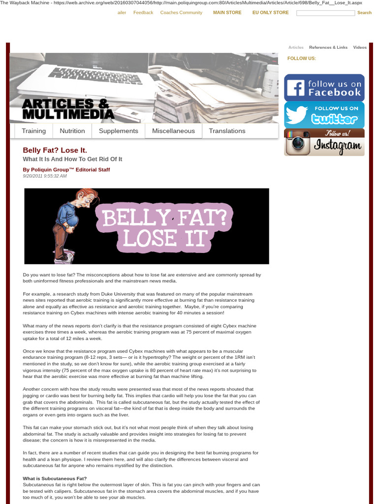 How to Lose Belly Fat Effectively | PDF | Adipose Tissue | Strength ...