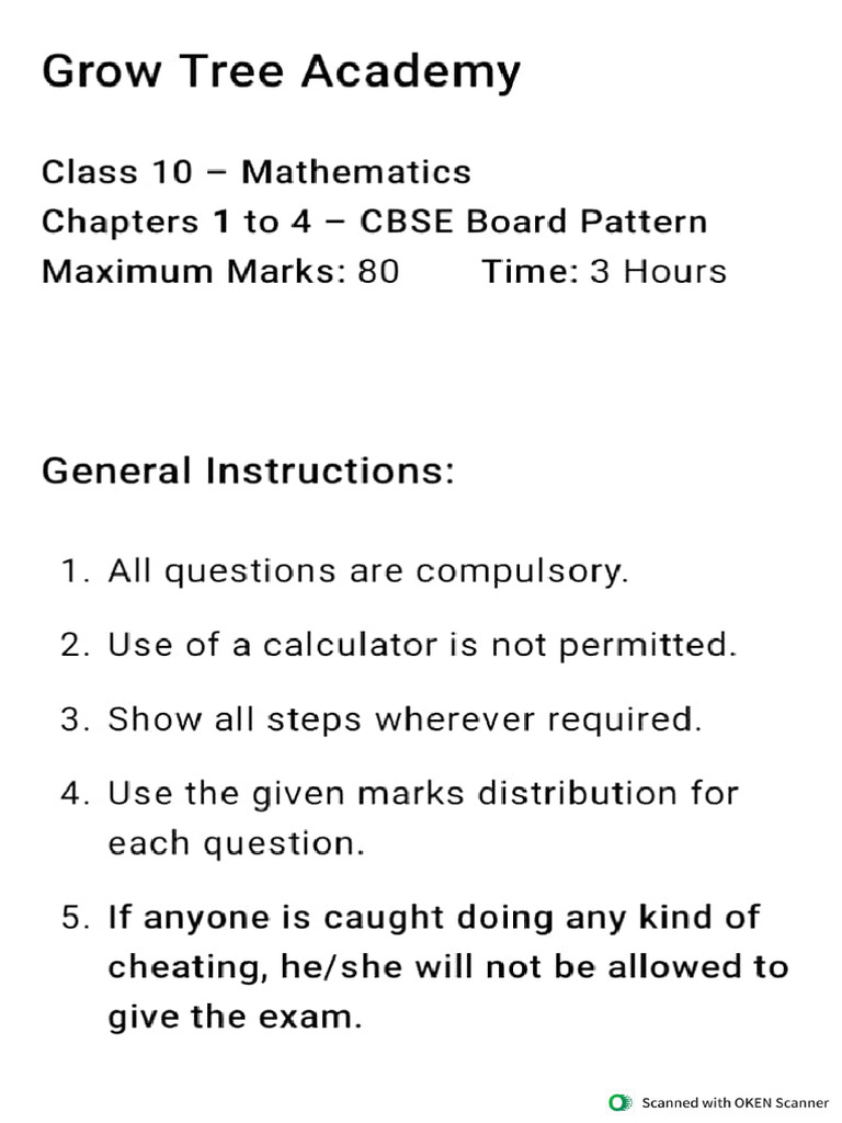Class 10 Math UT | PDF
