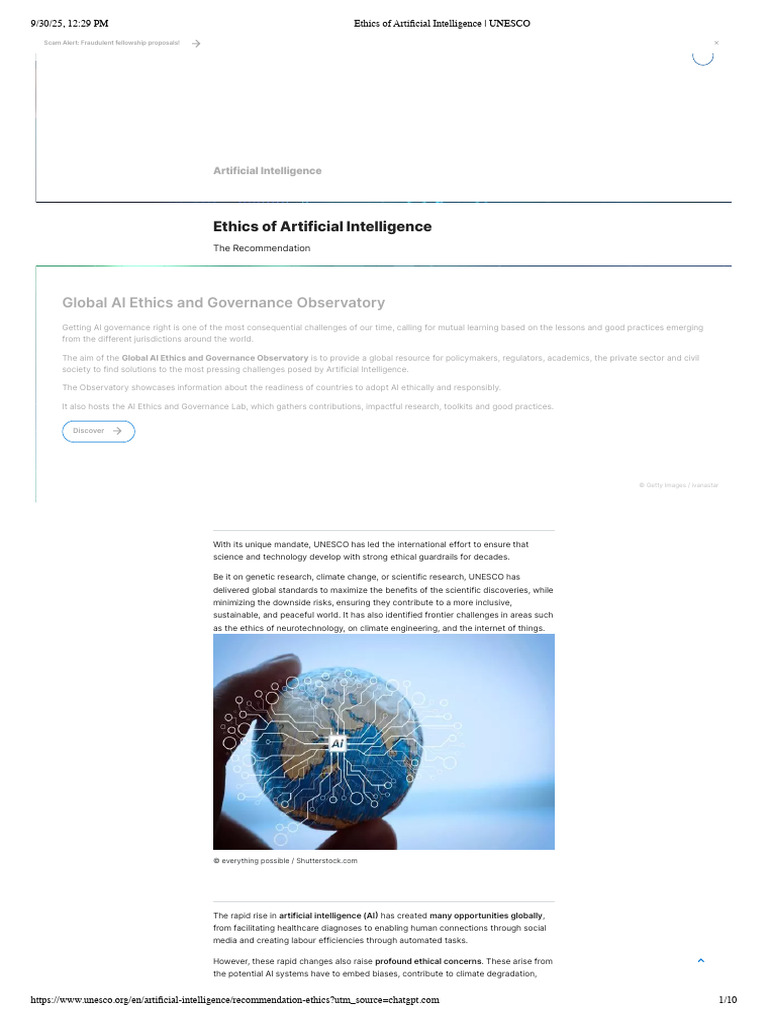 UNESCO AI Ethics Recommendation 2021 | PDF | Artificial Intelligence ...