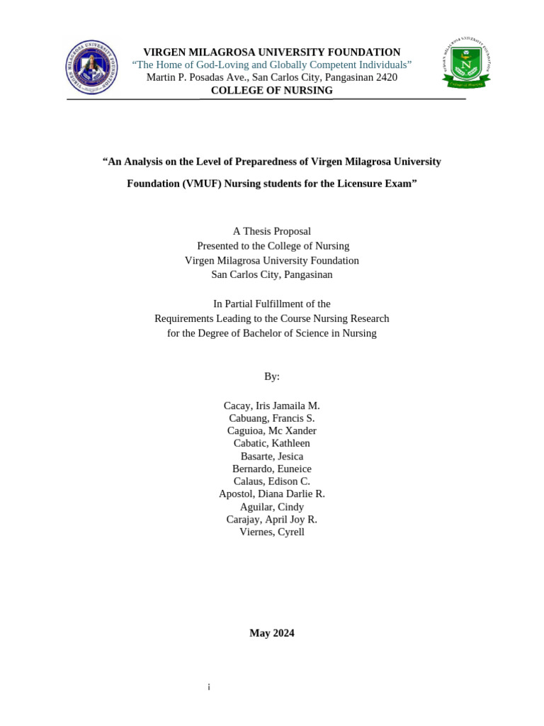 VMUF Nursing Students' Exam Readiness Analysis | PDF