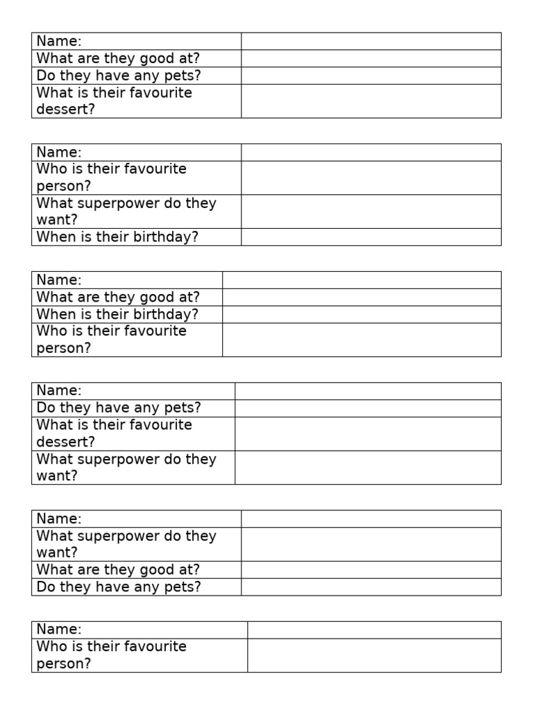 Fun Personal Questionnaire Template | PDF