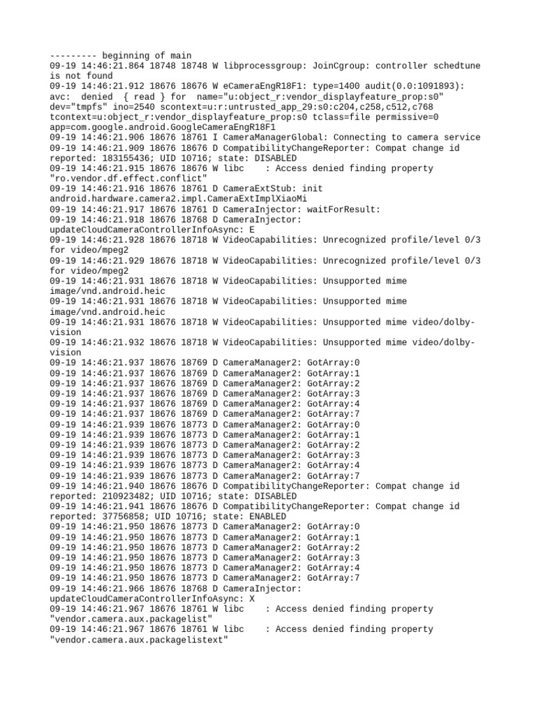 Camera Service Error Logs Analysis | PDF | Computing | Software