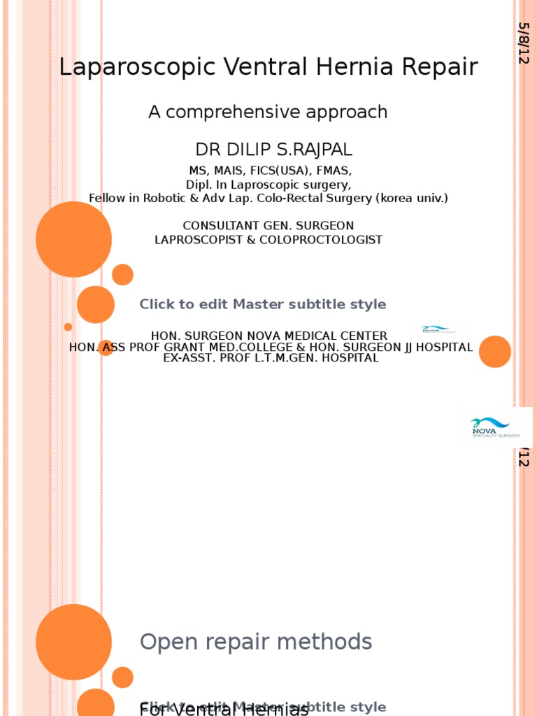 Laparoscopic Ventral Hernia Repair Guide | PDF | Surgery | Medical ...
