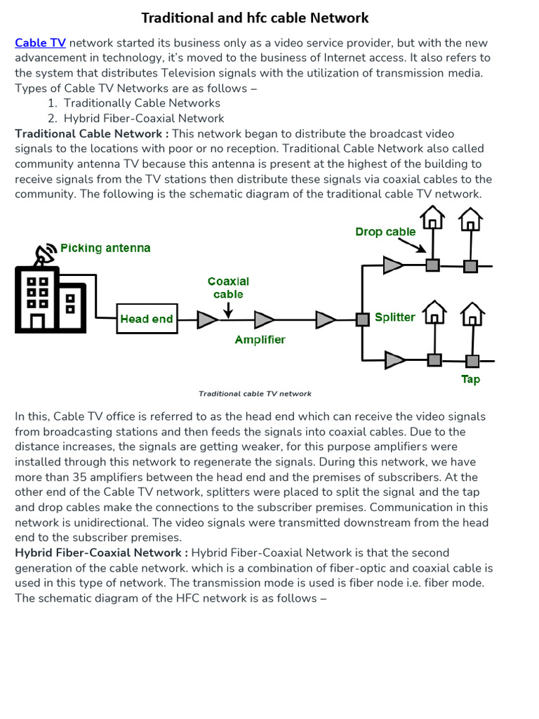 HFC vs Traditional Cable Networks | PDF | Cable Television | Computer ...