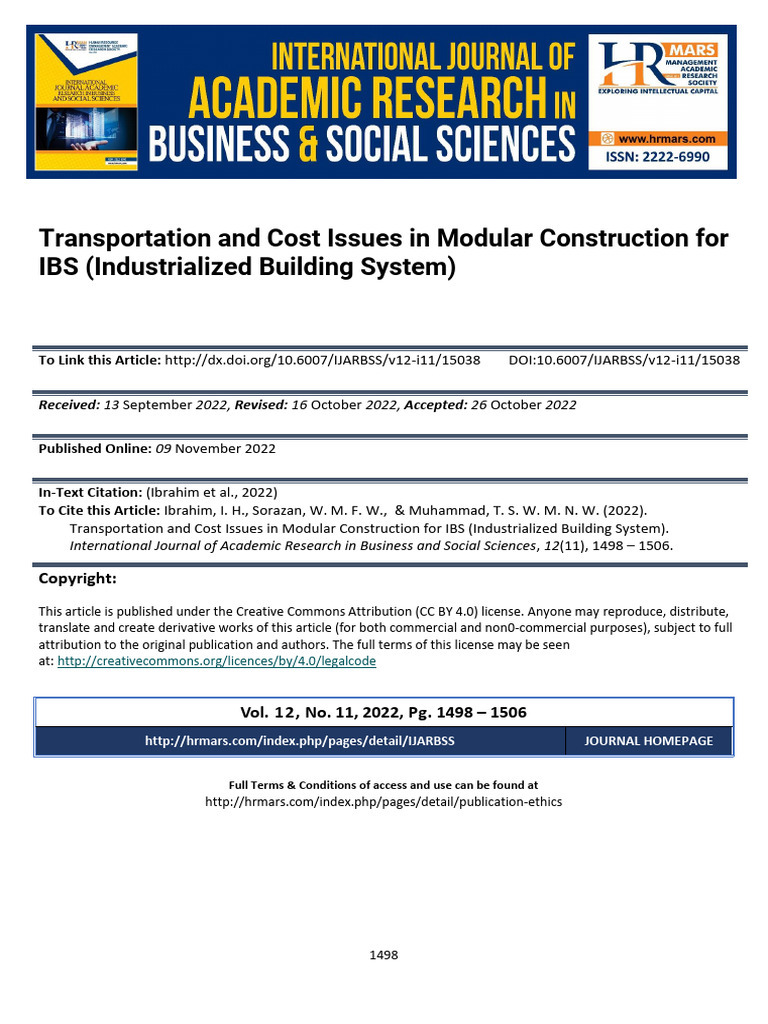 Transportation and Cost Issues in Modular Construc | PDF | Supply Chain