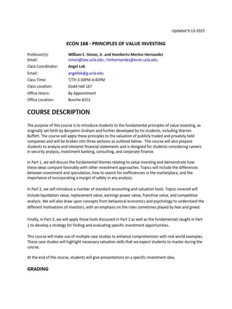 Value Investing Principles Course Guide | PDF | Value Investing | Investing