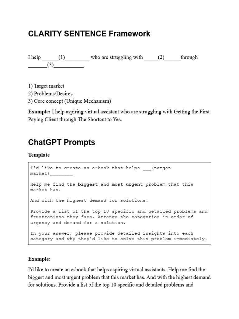 Clarity Sentence Framework Guide | PDF
