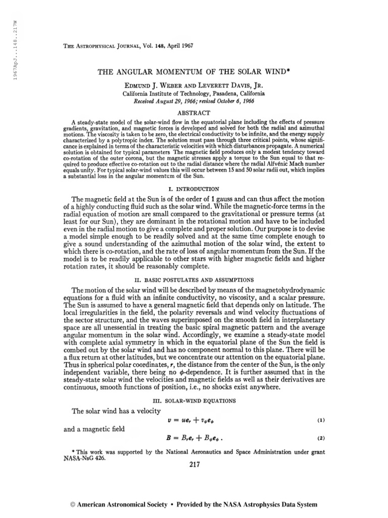 Solar Wind Angular Momentum Model | PDF | Solar Wind | Sun