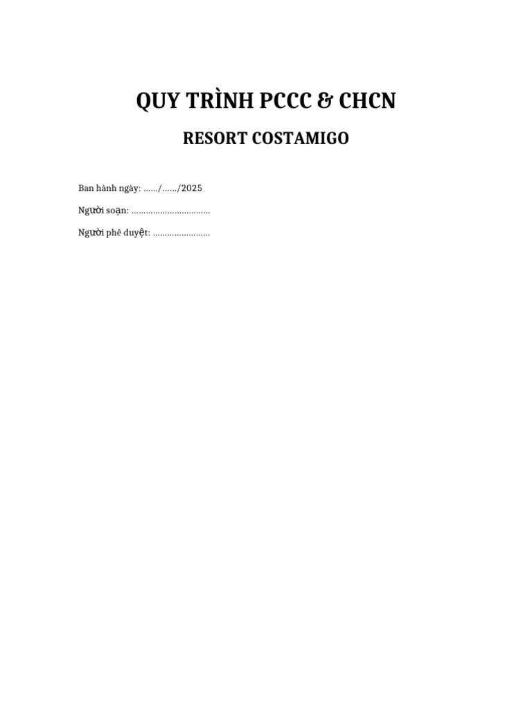 Quy Trinh PCCC CHCN Costamigo | PDF