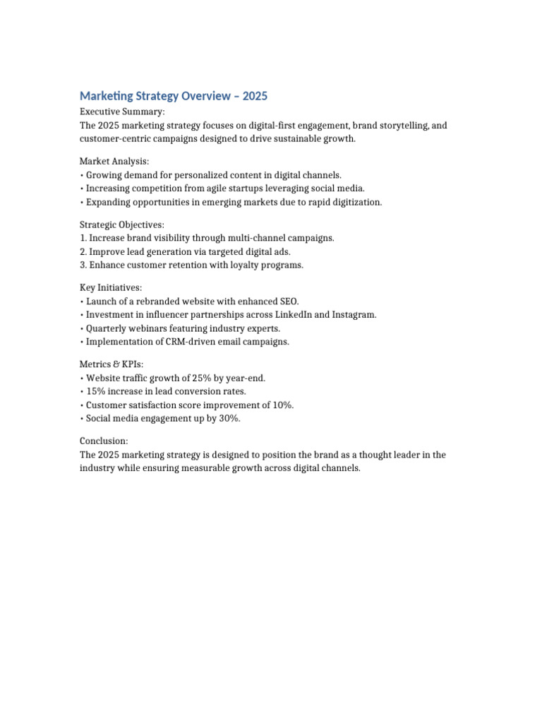 2025 Digital Marketing Strategy Overview | PDF