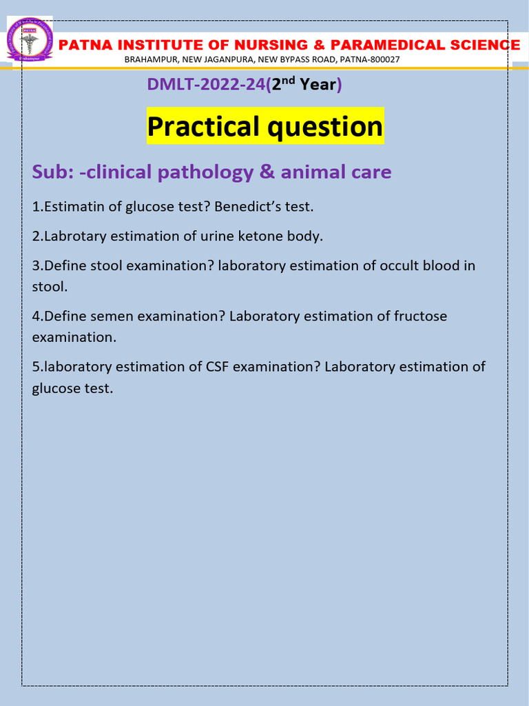 Clinical Pathology Practical Questions | PDF