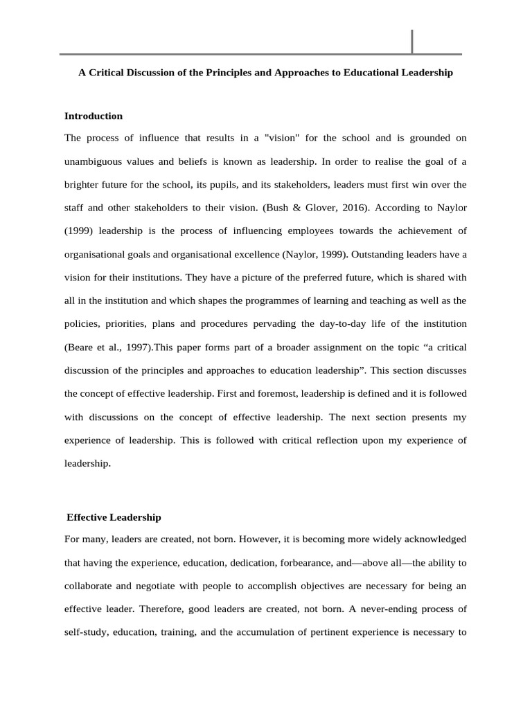 Principles of Effective Educational Leadership | PDF | Leadership ...