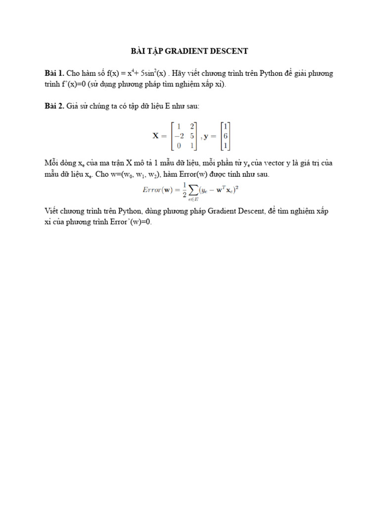 Bài Tâp Gradient Descent | PDF