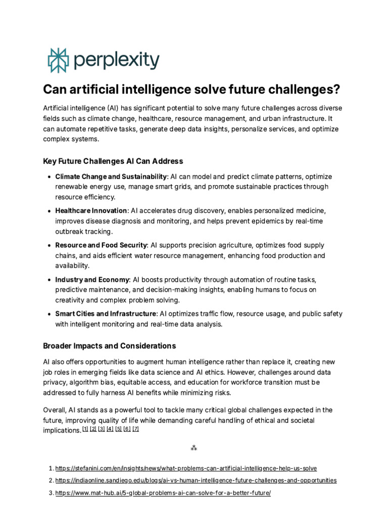 AI Solutions for Future Global Challenges | PDF | Artificial ...