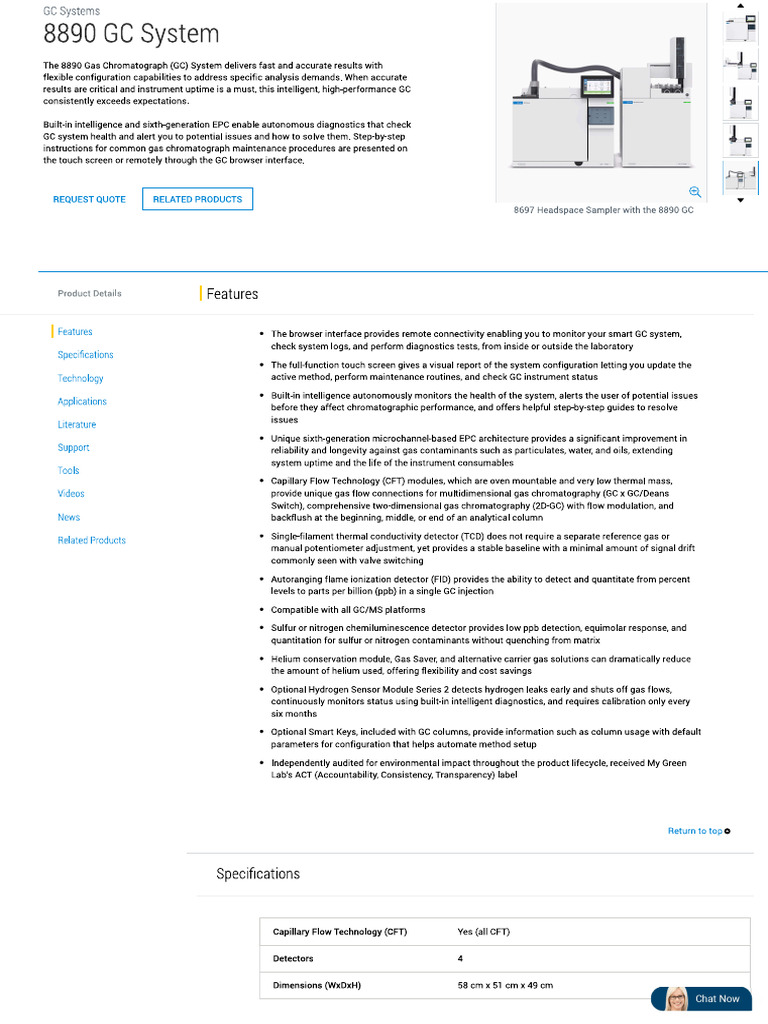 Agilent GC 8890 Specifications | PDF
