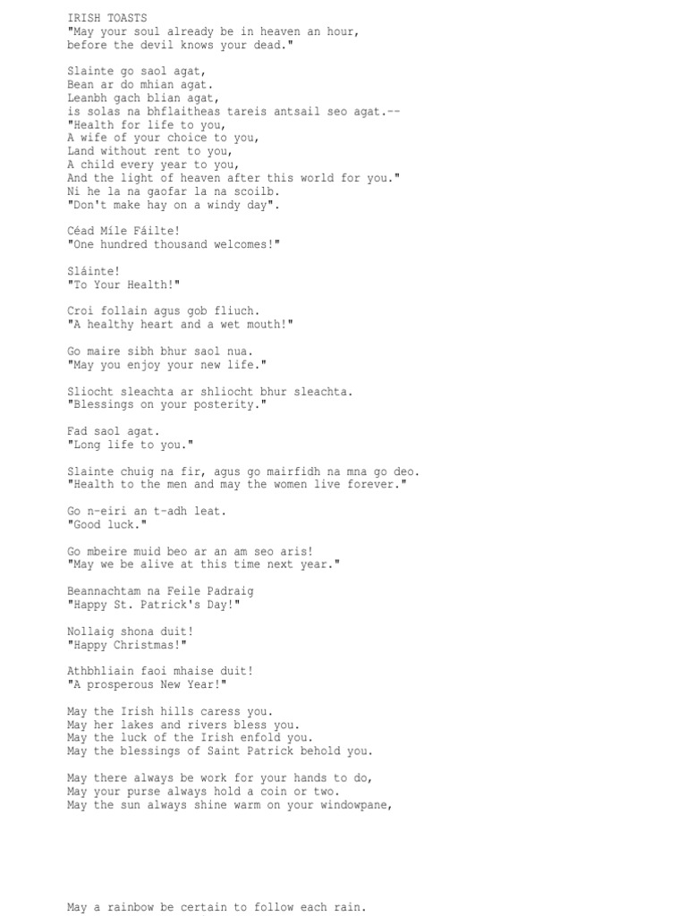 Irish Toasts and Blessings Collection | PDF | Religion And Belief, image size:768x1024