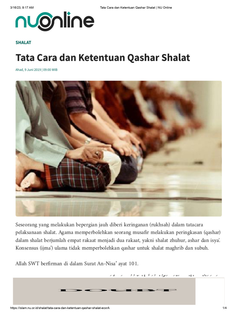 Panduan Qashar Shalat untuk Musafir | PDF