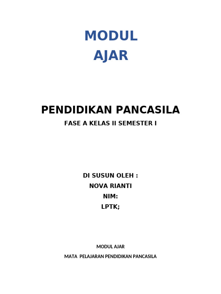 Modul Ajar Pendidikan Pancasila Kelas II | PDF