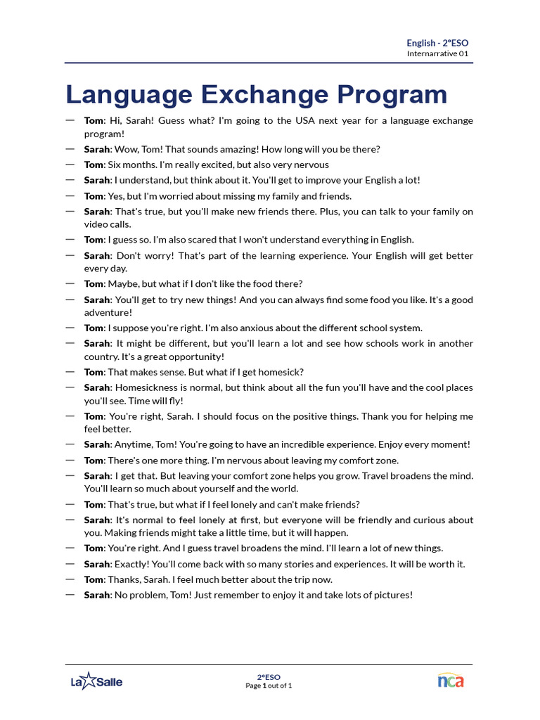 ING - eso2.IN01.in - Exchange Programs Dialogue | PDF