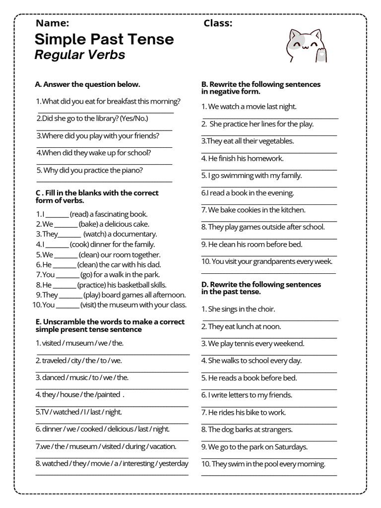 Simple Past Tense Exercises for Grade 6 | PDF | Grammar | Syntax