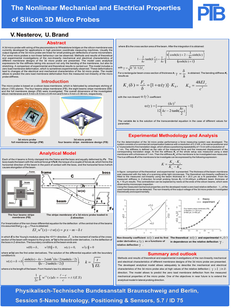 Nonlinear Properties of 3D Micro Probes | PDF | Beam (Structure) | Bending