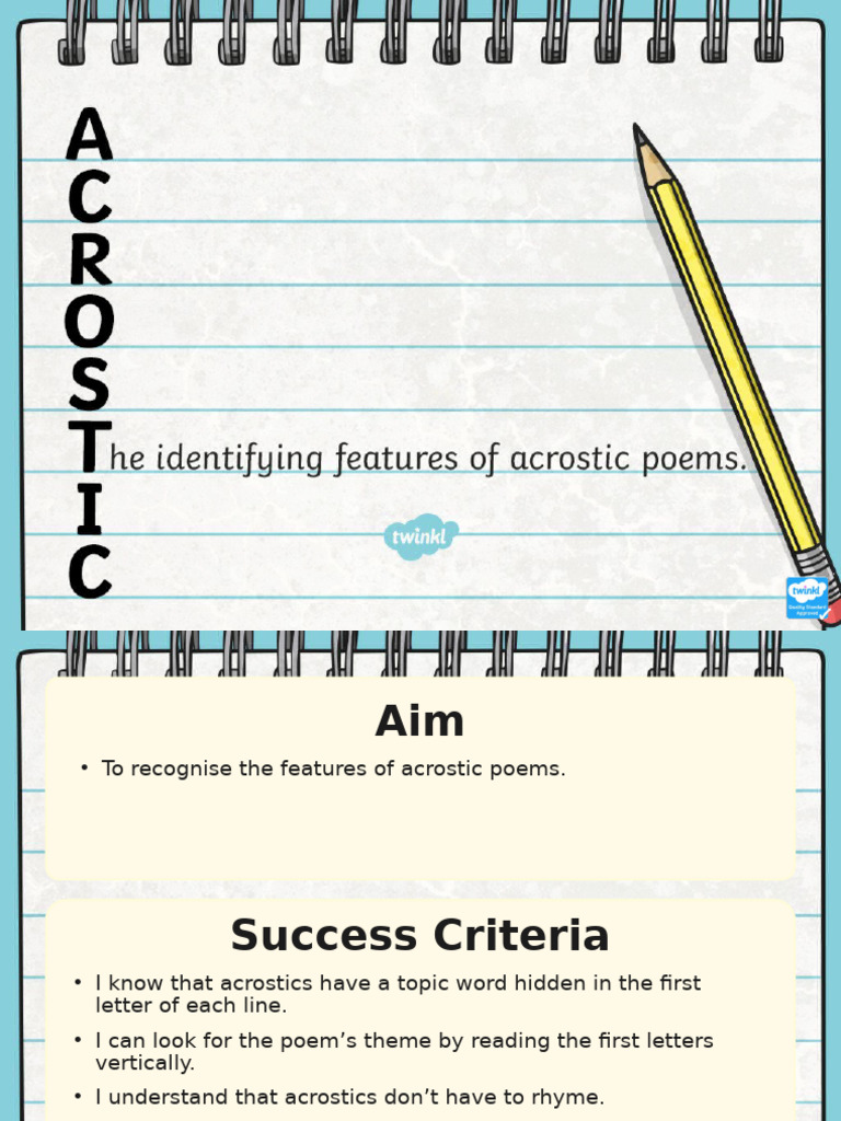 Acrostic Poem Features and Examples | PDF | Poetry | Phonaesthetics