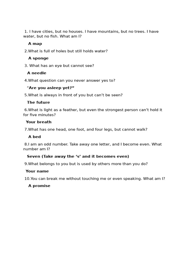 Fun Riddles and Brain Teasers | PDF