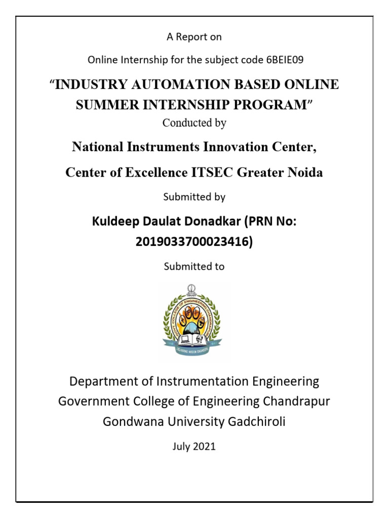 Industry Automation Online Internship Report | PDF | Computer ...