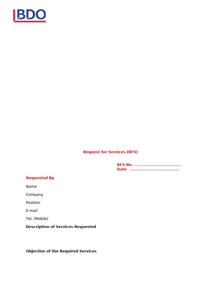 RFS Form | PDF