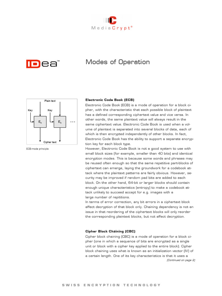 Overview of Block Cipher Modes | PDF | Security Engineering | Applied ...
