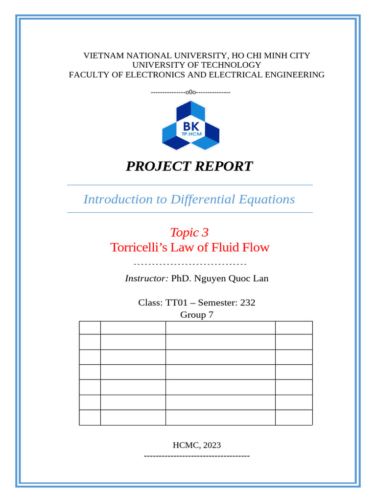 Torricelli's Law: Fluid Flow Explained | PDF | Irrigation | Water