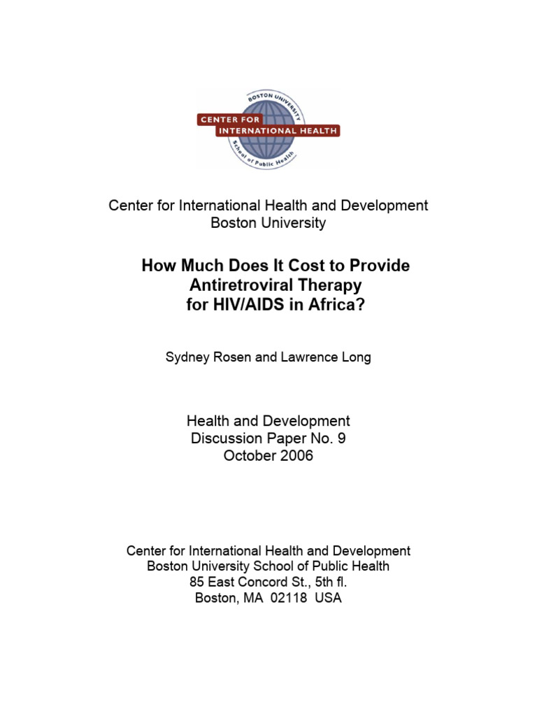 Cost of HIV Antiretroviral Therapy in Africa | PDF | Management Of Hiv ...