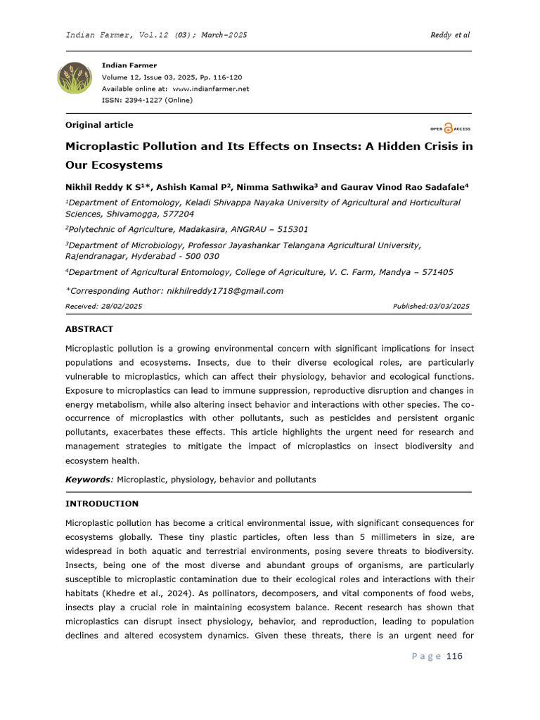Microplastic Impact on Insect Ecosystems | PDF | Ecosystem | Insects