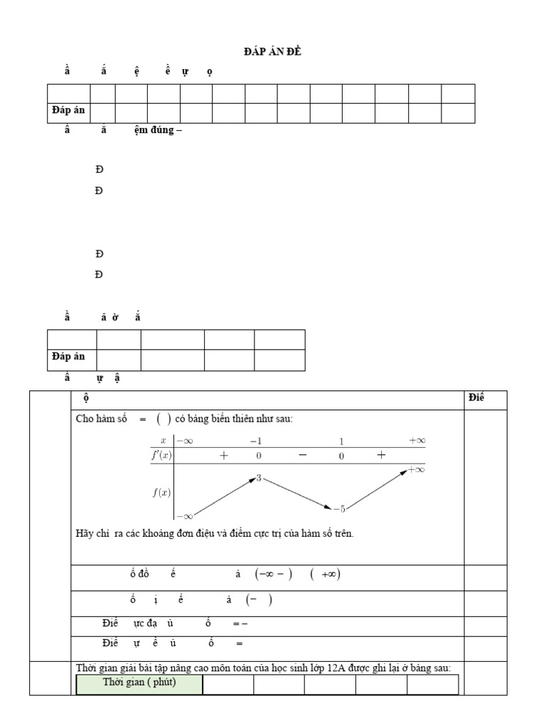 Dap An de 3 - T12 | PDF