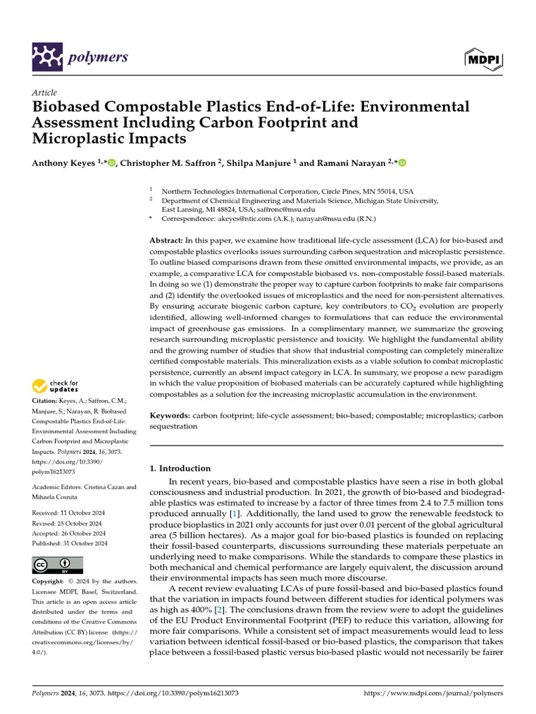 Polymers 16 03073 v2 | PDF | Life Cycle Assessment | Plastic