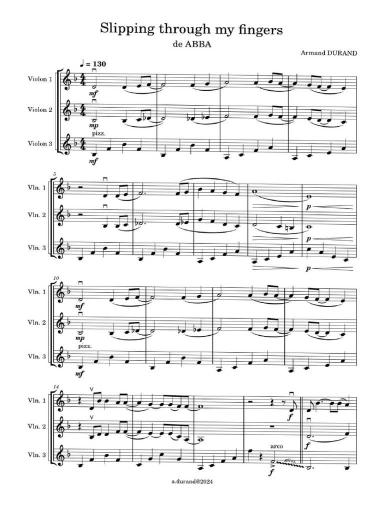Slipping Through My Fingers Violin | PDF