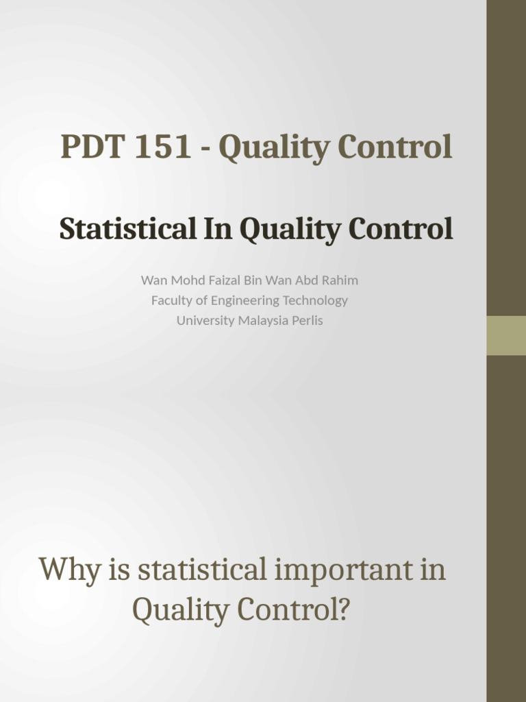 Lecture Note 1 - Statistical For Quality Control | PDF | Normal ...