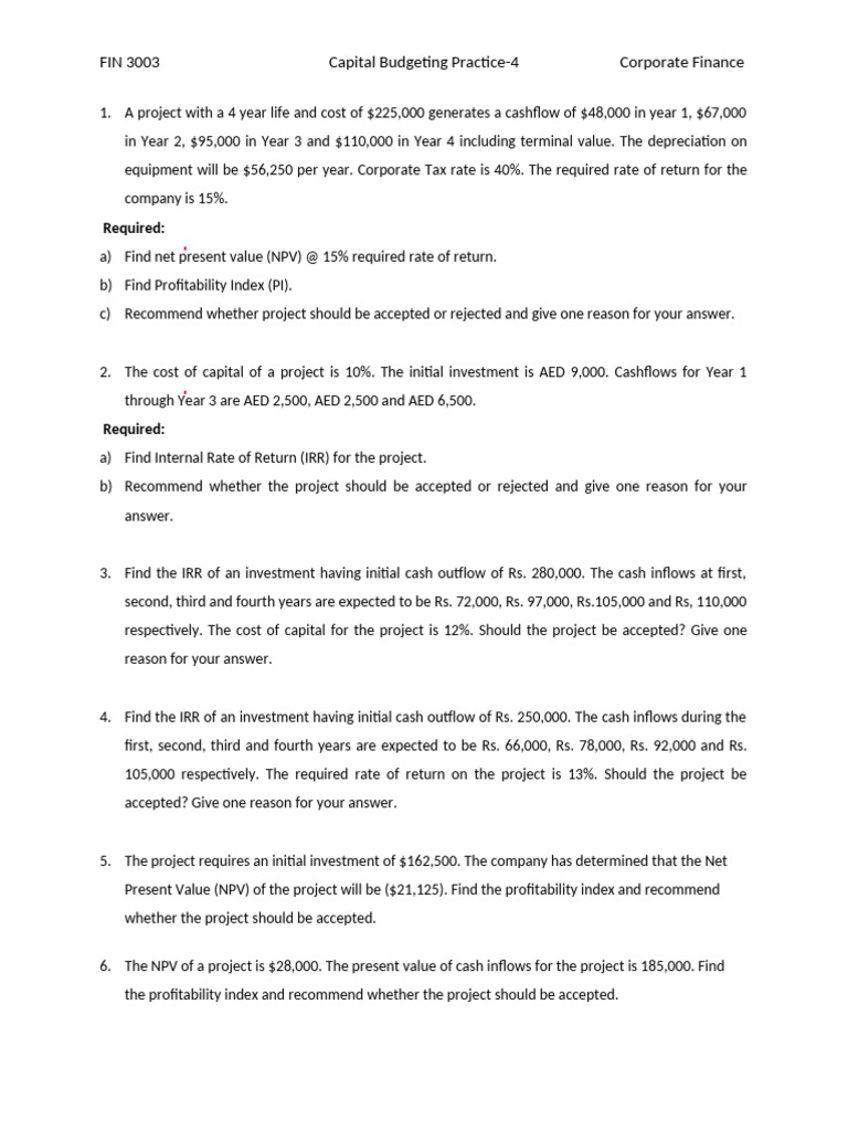 Capital Budgeting Analysis and Recommendations | PDF