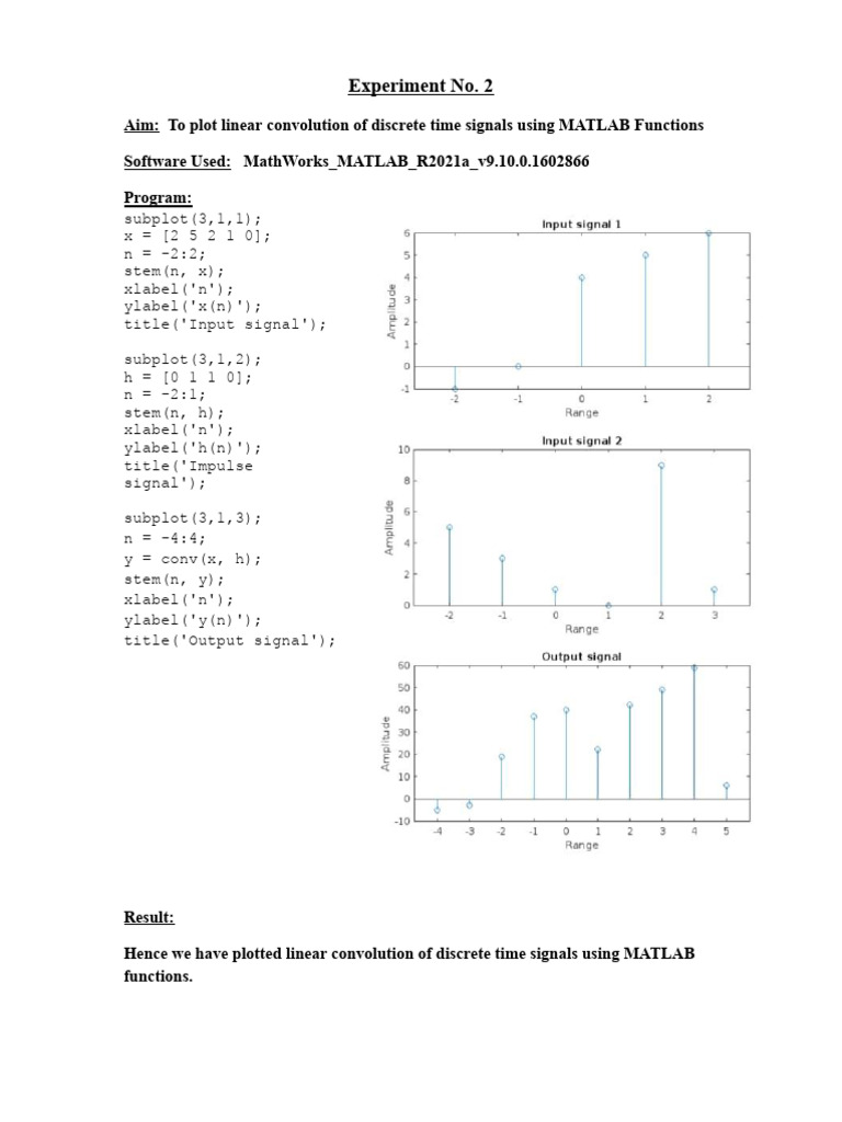 Linear Convolution in MATLAB | PDF