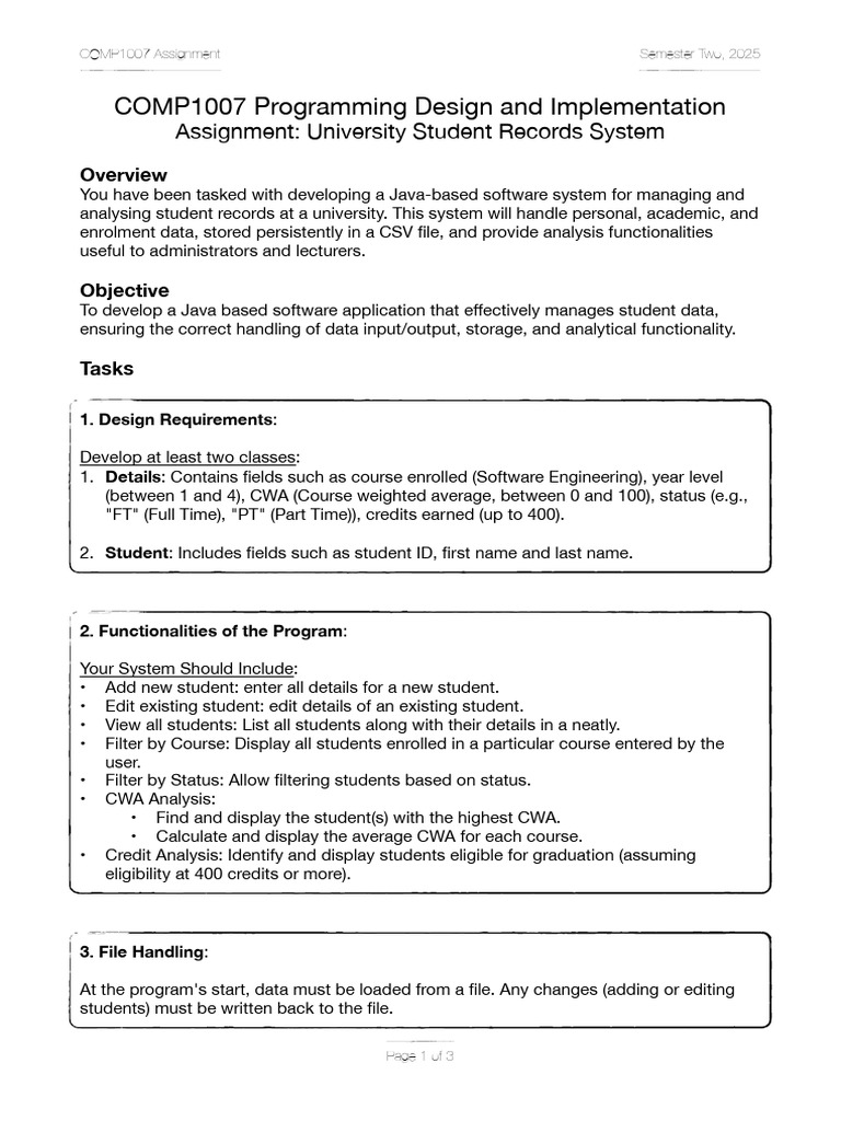 COMP1007 Student Records System Assignment | PDF | String (Computer ...