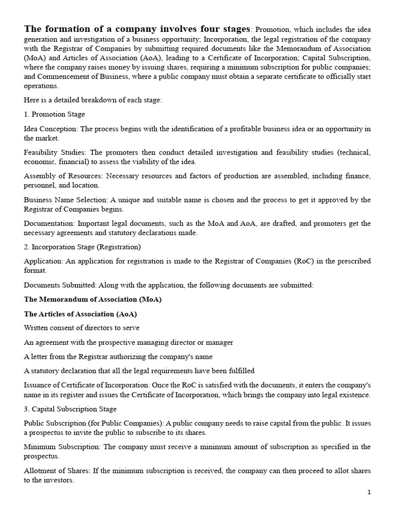 Four Stages of Company Formation | PDF | Business Ethics | Corporate ...