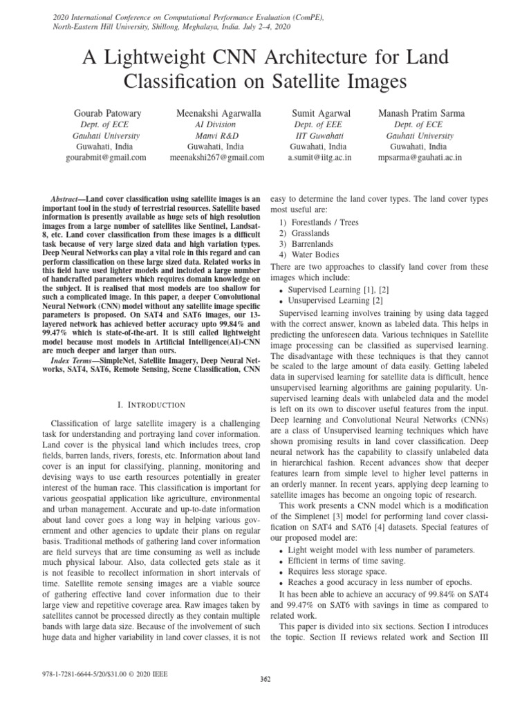 A Lightweight CNN Architecture For Land Classification On Satellite ...
