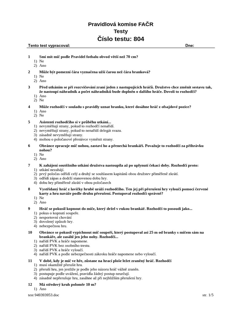 Pravidla - Test c.106 | PDF