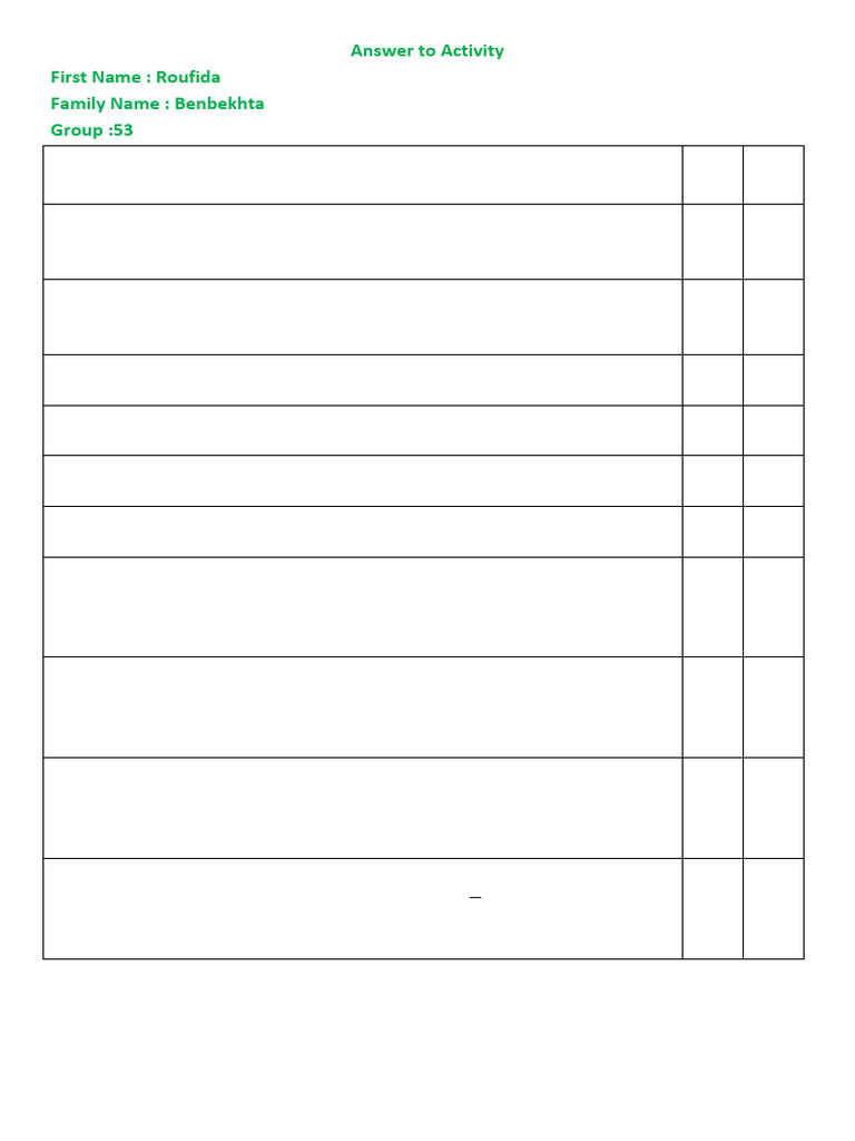 Answer To Activity | PDF