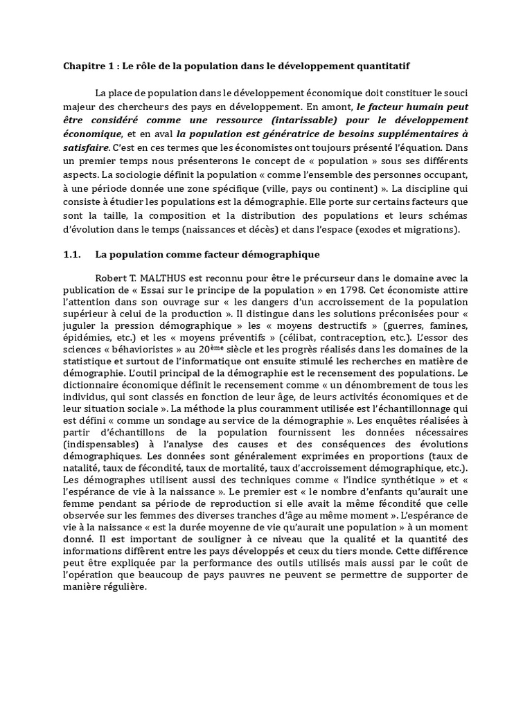 Population et développement économique | PDF | Croissance économique ...