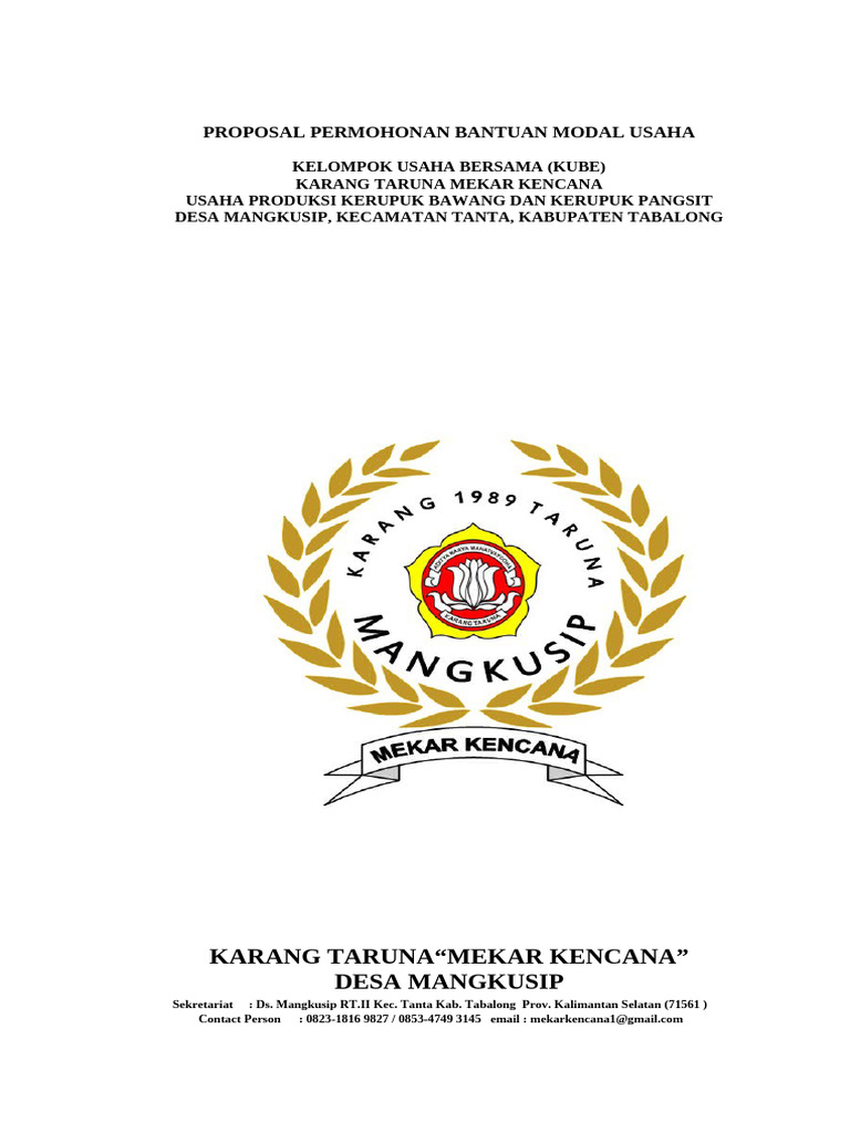 Proposal Modal Usaha Kerupuk KUBE Tanta | PDF
