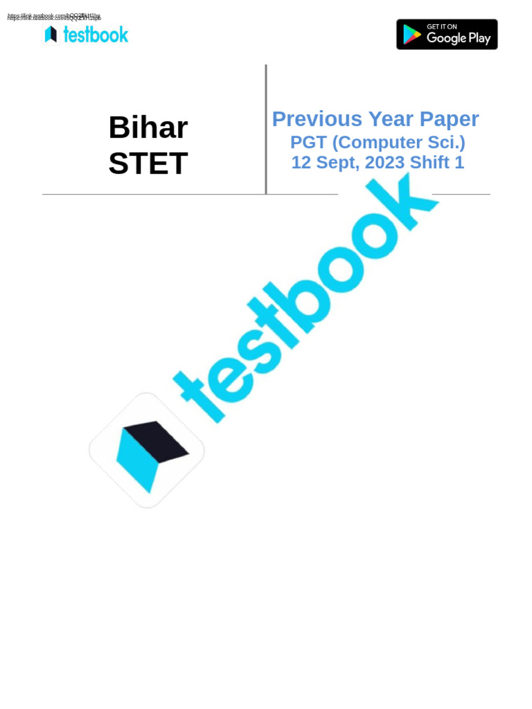 Bihar STET Computer Science Paper 2023 | PDF